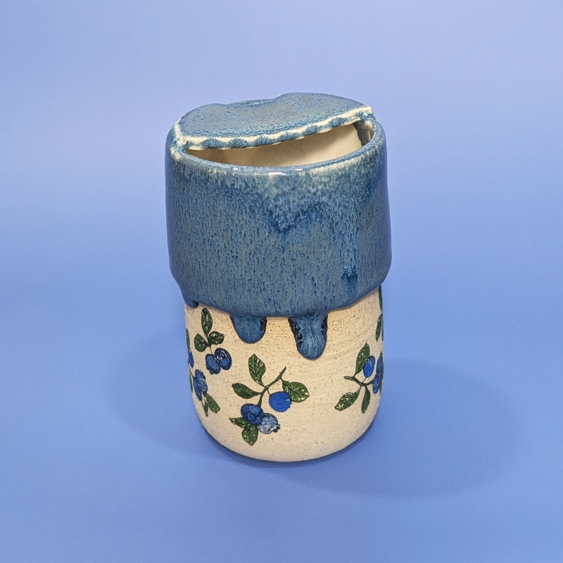 A view of the backside of the cup showing an interesting effect caused during firing.